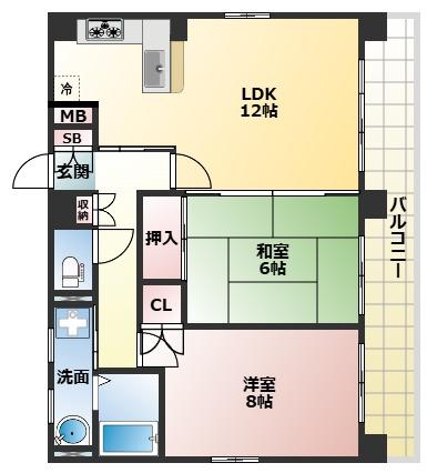 GATHERIA PACE(2LDK/2階)の間取り写真