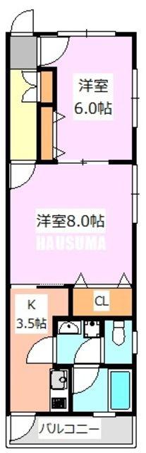 KMハイツ(2K/1階)の間取り写真