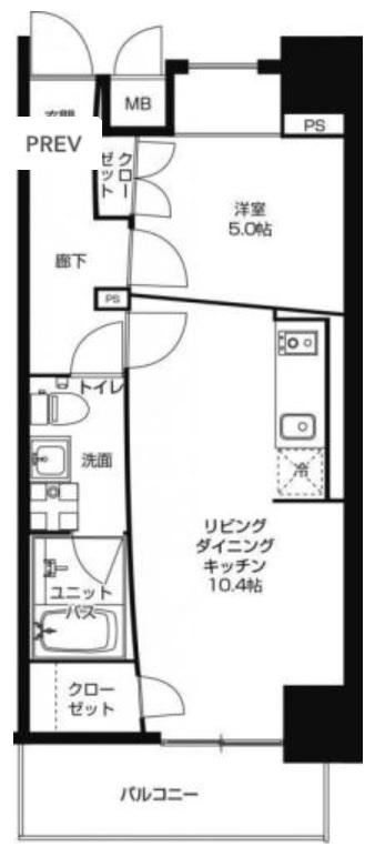 URBAN FLATS中之島(1LDK/6階)の間取り写真