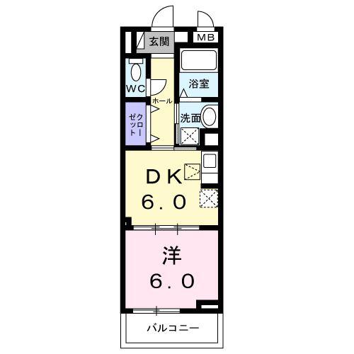 ボワ リュネール(1DK/1階)の間取り写真