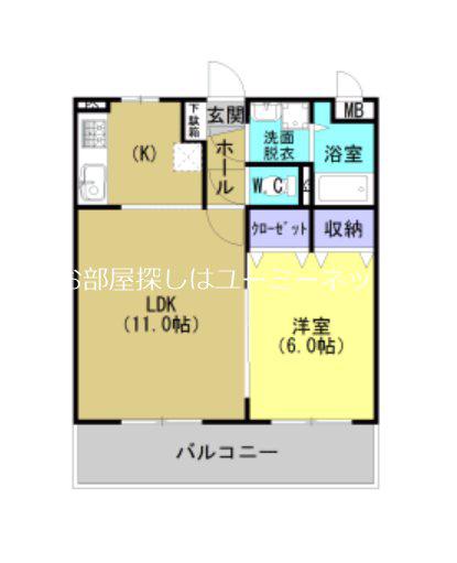 アクシア幸(1LDK/1階)の間取り写真