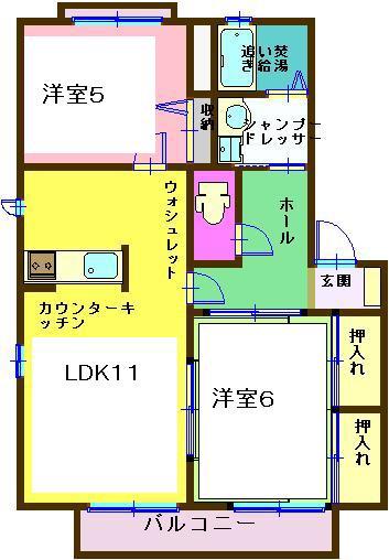 プルミエ・ラムールB(2LDK/2階)の間取り写真
