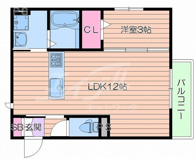 アベニール千里(1LDK/1階)の間取り写真