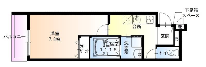 フジパレス初芝駅北(1K/3階)の間取り写真