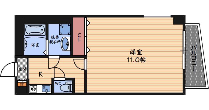 サンシャイン西梅田(1K/2階)の間取り写真