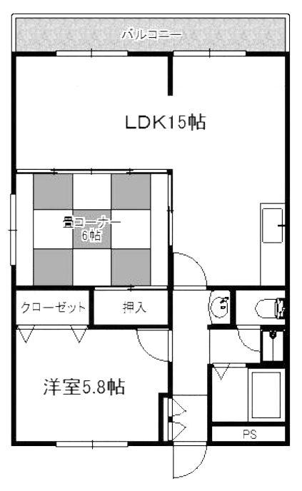 サニーハイツ(2LDK/4階)の間取り写真