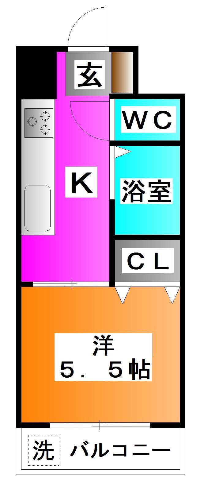 カーサ栄(1DK/3階)の間取り写真