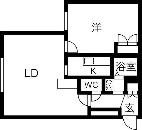 アルファアパル発寒(1LDK/4階)の間取り写真