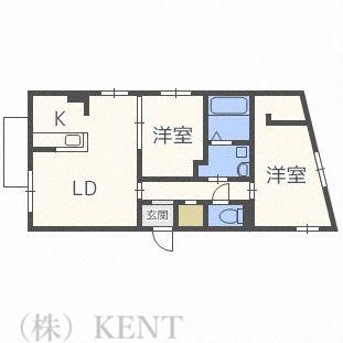 ラヴェーラ円山鳥居前(2LDK/2階)の間取り写真
