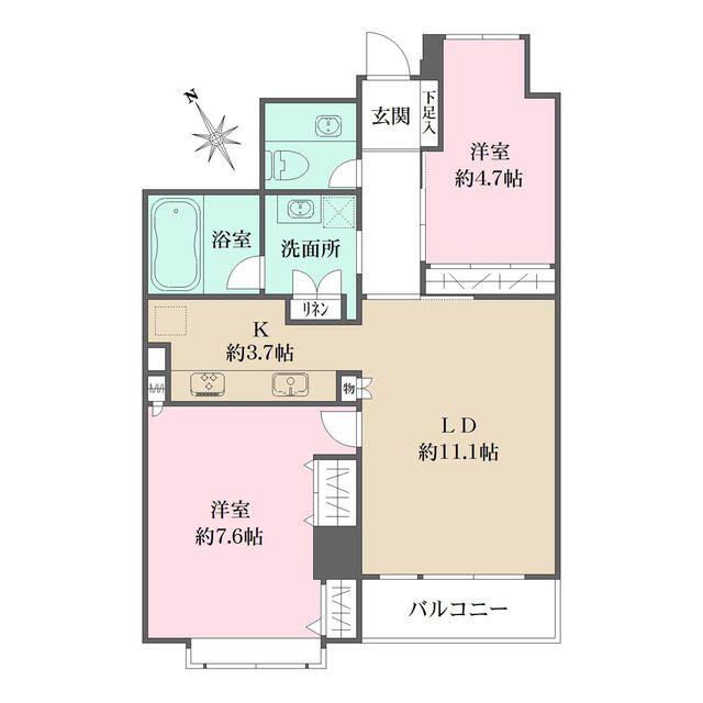 プレステージ祐天寺(2LDK/4階)の間取り写真