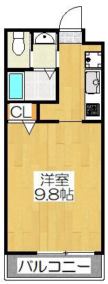 ラヴィータ二条月光(1K/2階)の間取り写真