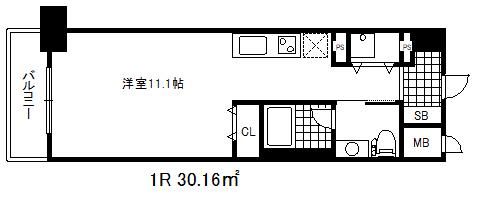 レジディア神戸磯上(ワンルーム/4階)の間取り写真