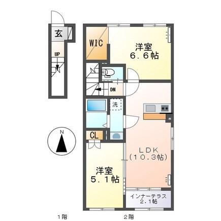 リラ・コンフィ(2LDK/2階)の間取り写真