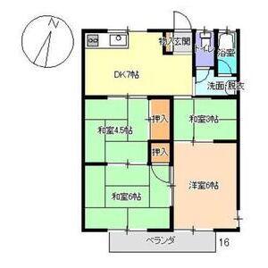 本熊荘(4DK/2階)の間取り写真