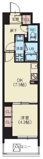 スプランディッド西日暮里(1DK/3階)の間取り写真