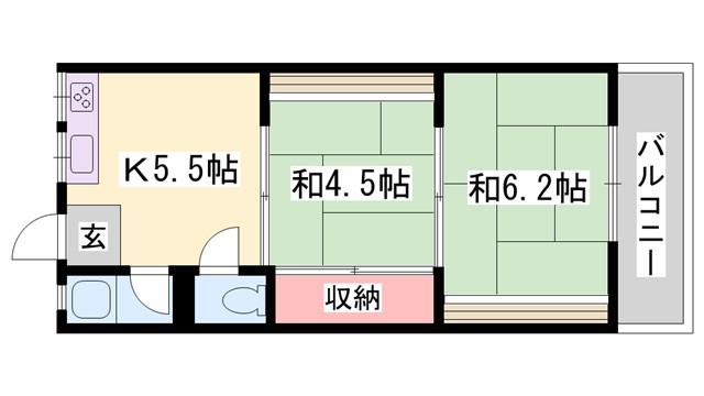 鳳アパート(2K/2階)の間取り写真