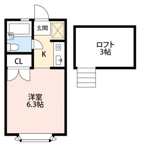 ローズアパートQ63番館(1K/1階)の間取り写真