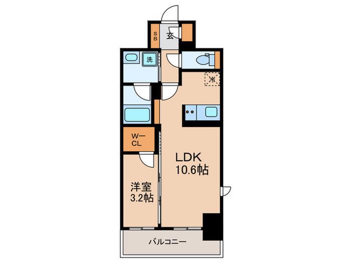 ラグゼナ用賀(1LDK/7階)の間取り写真
