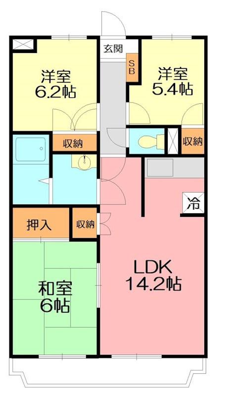 UNO PALACE(3LDK/5階)の間取り写真