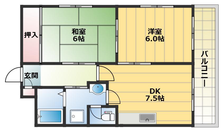 サンパレス六甲(2DK/2階)の間取り写真