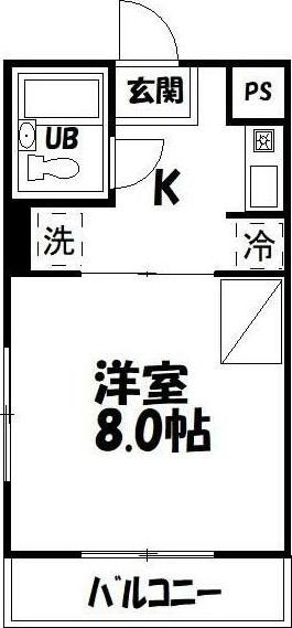 レジデンス楓(1DK/2階)の間取り写真