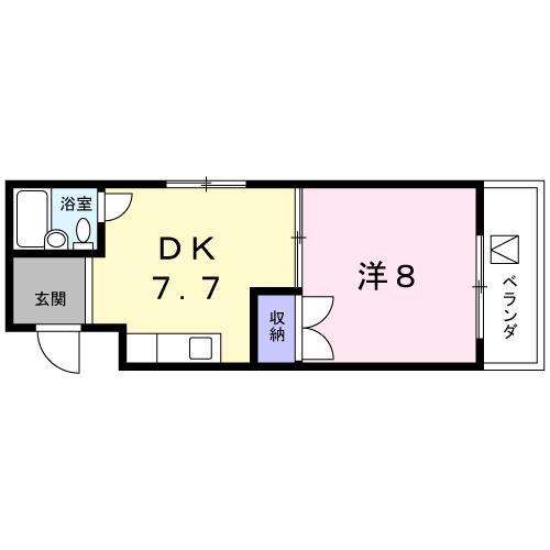 グリーンハイツ(1DK/2階)の間取り写真
