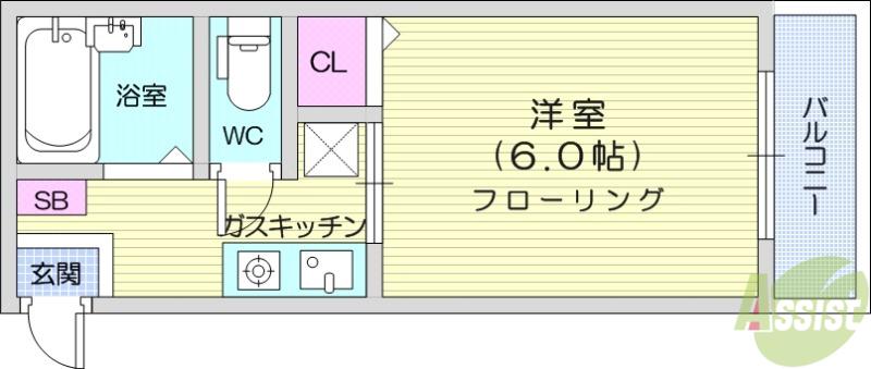 コーポセントポーリア(1K/1階)の間取り写真
