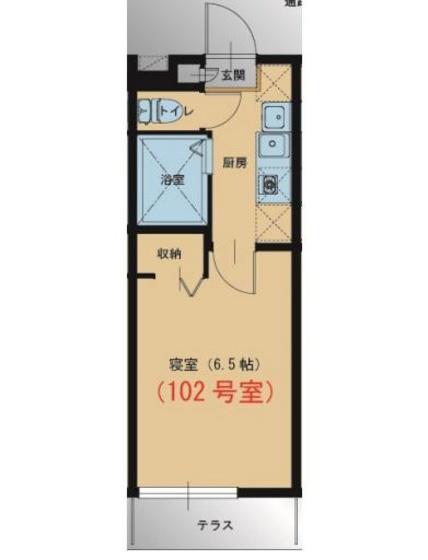 ウェーブレジデンス西川原(1K/1階)の間取り写真