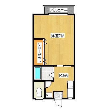 ハイツパルファンA(1K/1階)の間取り写真