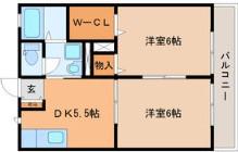 サンコート開山(2DK/2階)の間取り写真