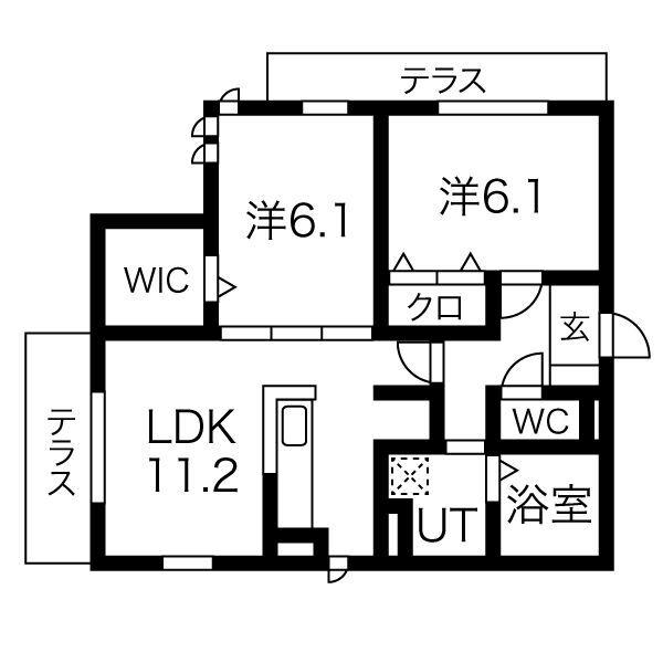 グランスタ花山(2LDK/1階)の間取り写真