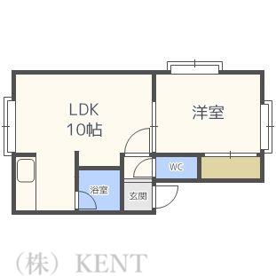 メープル弐番館(1LDK/3階)の間取り写真