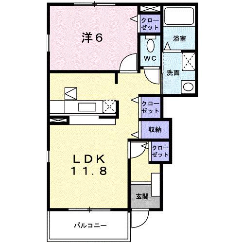 サニーローレル(1LDK/1階)の間取り写真