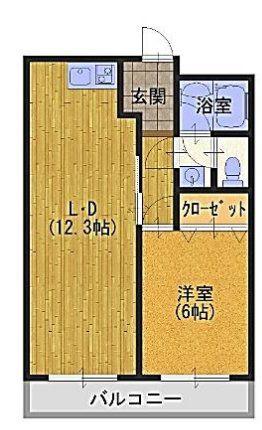 ミスターK上新庄(1LDK/2階)の間取り写真