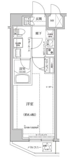 パティーナ住吉DUO(1K/4階)の間取り写真