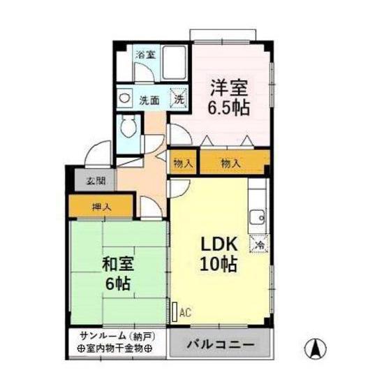 レジデンス横田南(2LDK/2階)の間取り写真