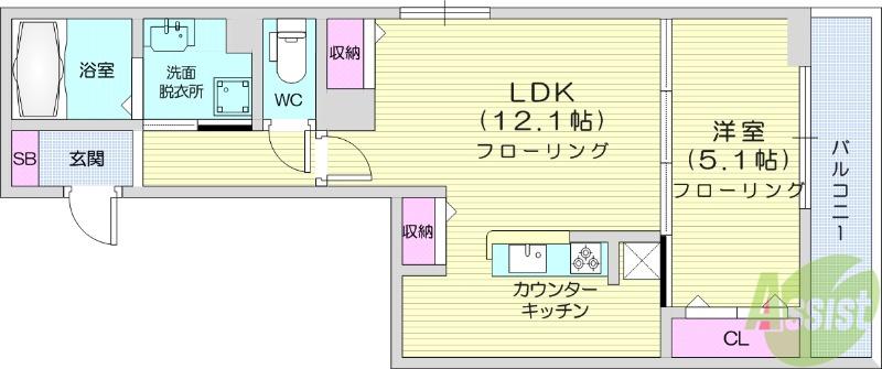 DーROOM MIYAMACHI3(1LDK/1階)の間取り写真
