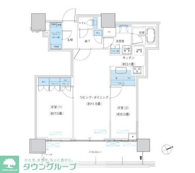 パークシティ柏の葉キャンパス ザ・ゲートタワー ウエスト(2LDK/19階)の間取り写真