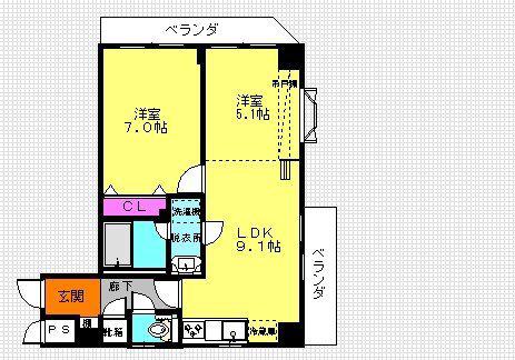 コンフォート南大泉II(2DK/3階)の間取り写真