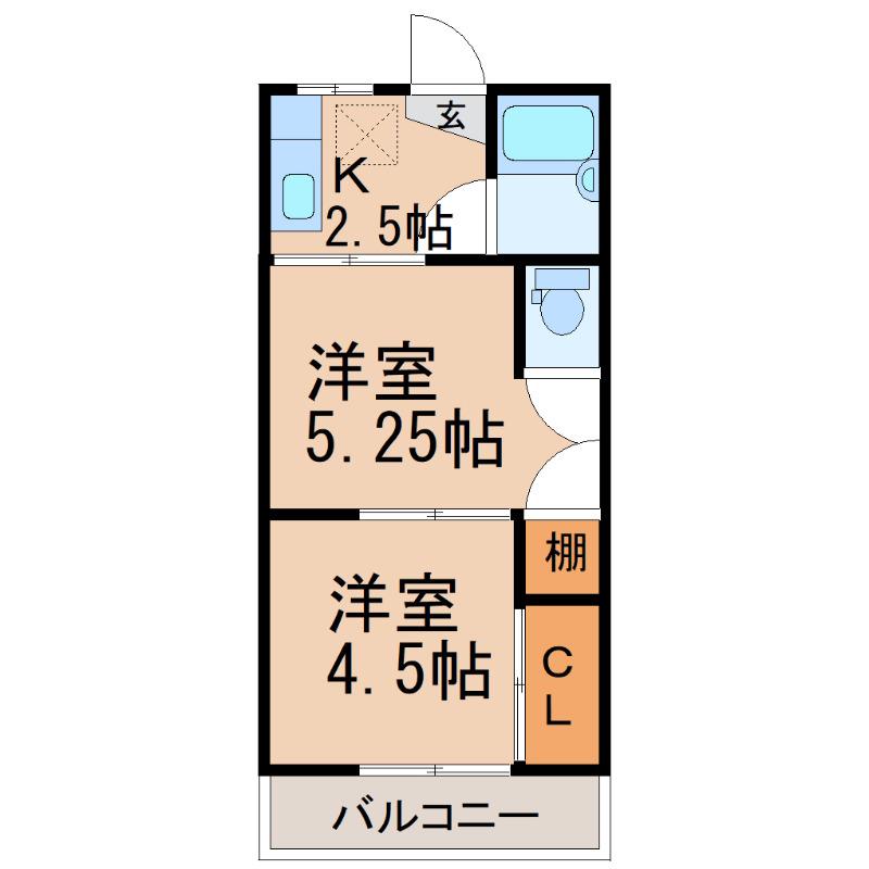 FULNE(2K/2階)の間取り写真