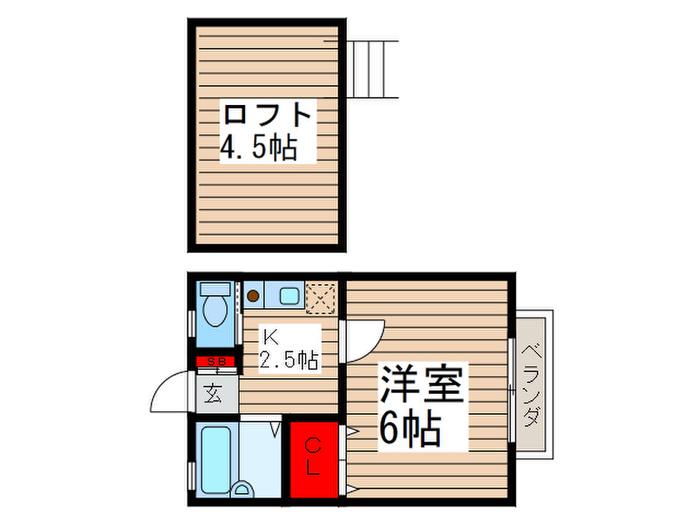 レインボーハイツ柴又(1K/2階)の間取り写真