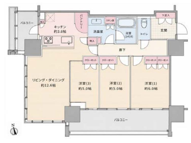 ブランズタワー芝浦(3LDK/11階)の間取り写真
