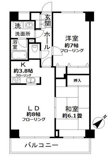 N-FLATS 横浜大岡(2LDK/3階)の間取り写真