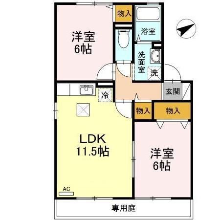 セジュール川本(2LDK/1階)の間取り写真