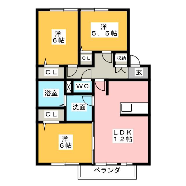 グランドマーニ B棟(3LDK/2階)の間取り写真