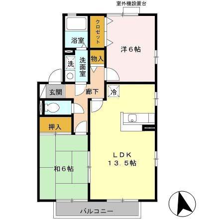 グリーンヴィレッジあいC棟(2LDK/2階)の間取り写真