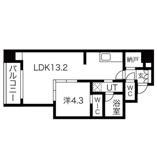 ポルタニグラ千代田(1LDK/1階)の間取り写真
