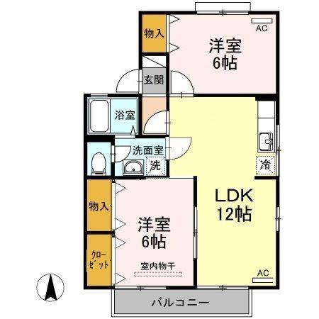 ドミール円座A棟(2LDK/1階)の間取り写真
