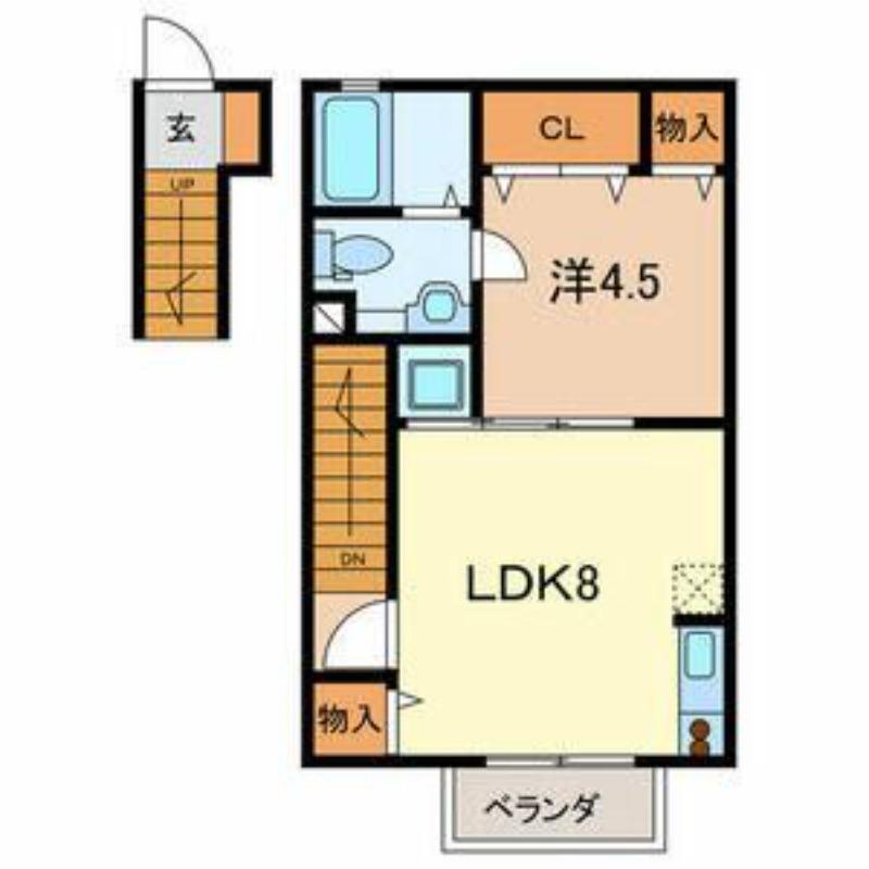 西武新宿線 新所沢駅 徒歩10分 2階建 築20年(1LDK/2階)の間取り写真