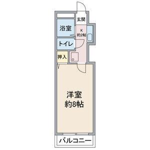 ハッピーヒル(1K/2階)の間取り写真